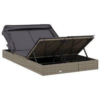 Ligbed 2-persoons met dak 213x118x97 cm poly rattan grijs 10