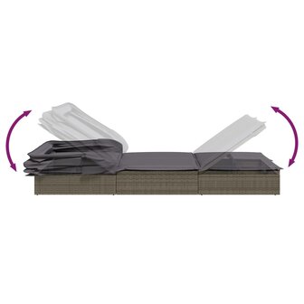 Ligbed 2-persoons met dak 213x118x97 cm poly rattan grijs 11