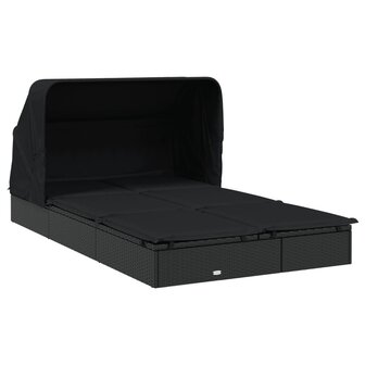 Ligbed 2-persoons met dak 213x118x97 cm poly rattan zwart 4