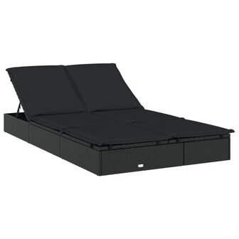 Ligbed 2-persoons met dak 213x118x97 cm poly rattan zwart 5