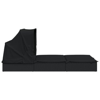 Ligbed 2-persoons met dak 213x118x97 cm poly rattan zwart 7