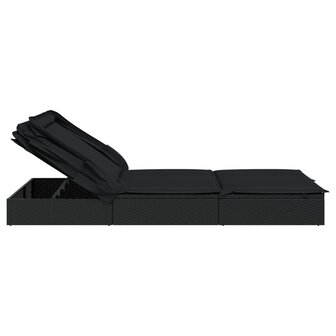 Ligbed 2-persoons met dak 213x118x97 cm poly rattan zwart 8