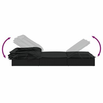Ligbed 2-persoons met dak 213x118x97 cm poly rattan zwart 11