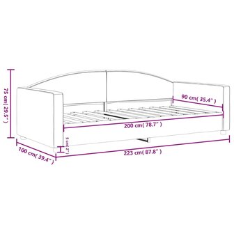 Slaapbank 90x200 cm stof cr&egrave;mekleurig 8