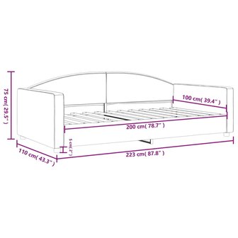 Slaapbank 100x200 cm stof cr&egrave;mekleurig 8