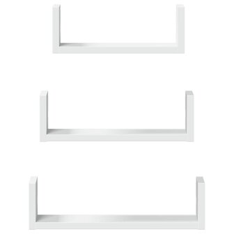 Wandschappen 3 st bewerkt hout wit 4