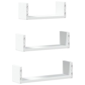 Wandschappen 3 st bewerkt hout wit 6