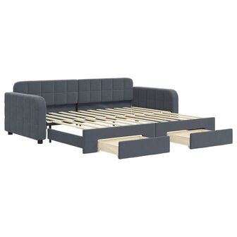 Slaapbank onderschuifbed en lades 90x200 cm fluweel donkergrijs 2