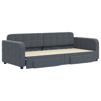 Slaapbank onderschuifbed en lades 90x200 cm fluweel donkergrijs 3