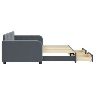 Slaapbank onderschuifbed en lades 90x200 cm fluweel donkergrijs 4