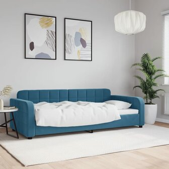 Slaapbank 90x200 cm fluweel blauw 1
