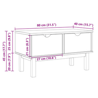 Gangbankje OTTA 80x40x45 cm massief grenenhout 9