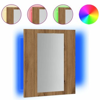 Badkamerspiegelkast LED 40x12x45 cm bewerkt hout artisan eiken 2