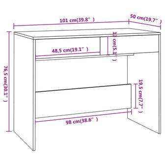 Bureau 101x50x76,5 cm spaanplaat gerookt eikenkleurig 8