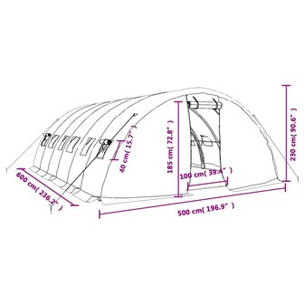 Tuinkas met stalen frame 30 m&sup2; 6x5x2,3 m wit 12