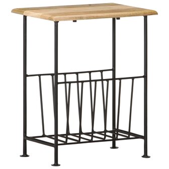 Tijdschriftenrek 40x30x50 cm massief mangohout en staal 1