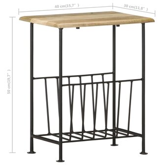 Tijdschriftenrek 40x30x50 cm massief mangohout en staal 7