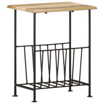 Tijdschriftenrek 40x30x50 cm massief mangohout en staal 8