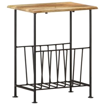 Tijdschriftenrek 40x30x50 cm massief mangohout en staal 9