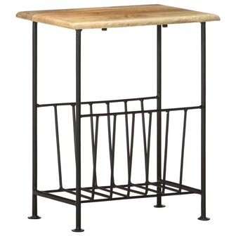 Tijdschriftenrek 40x30x50 cm massief mangohout en staal 10