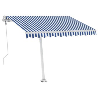 Luifel automatisch met LED en windsensor 300x250 cm blauw wit 2