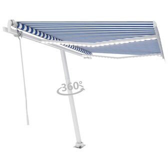Luifel automatisch met LED en windsensor 300x250 cm blauw wit 3