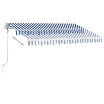 Luifel automatisch met LED en windsensor 300x250 cm blauw wit 4
