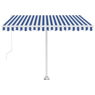 Luifel automatisch met LED en windsensor 300x250 cm blauw wit 5
