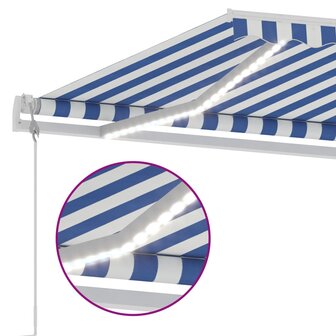 Luifel automatisch met LED en windsensor 300x250 cm blauw wit 6