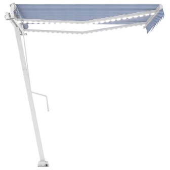 Luifel automatisch met LED en windsensor 300x250 cm blauw wit 7