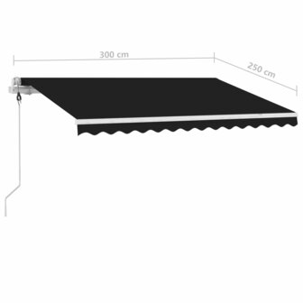 Luifel automatisch met LED en windsensor 300x250 cm antraciet 12