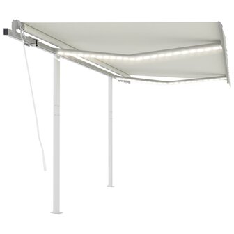 Luifel automatisch met LED en windsensor 3x2,5 m cr&egrave;mekleurig 1