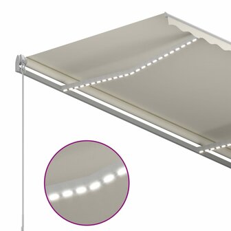 Luifel automatisch met LED en windsensor 3x2,5 m cr&egrave;mekleurig 3