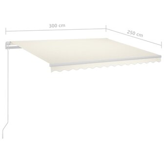 Luifel automatisch met LED en windsensor 3x2,5 m cr&egrave;mekleurig 11