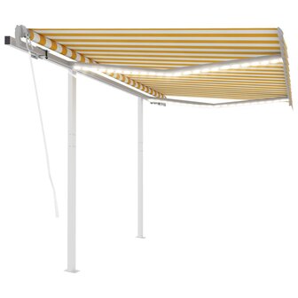 Luifel automatisch met LED en windsensor 3x2,5 m geel en wit 1