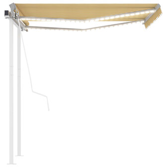 Luifel automatisch met LED en windsensor 3x2,5 m geel en wit 2