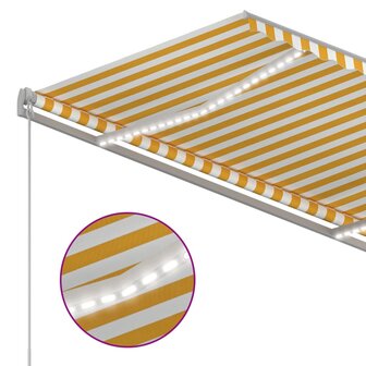 Luifel automatisch met LED en windsensor 3x2,5 m geel en wit 4