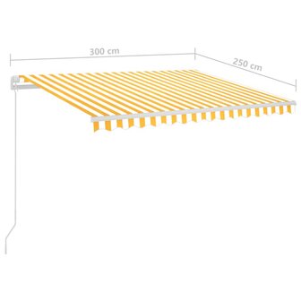 Luifel automatisch met LED en windsensor 3x2,5 m geel en wit 11