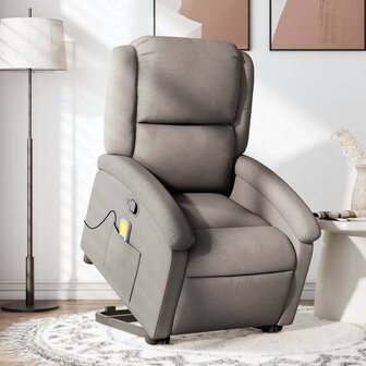 Sta-op-massagestoel verstelbaar stof taupe 1