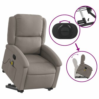 Sta-op-massagestoel verstelbaar stof taupe 6