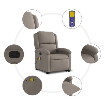 Sta-op-massagestoel verstelbaar stof taupe 8