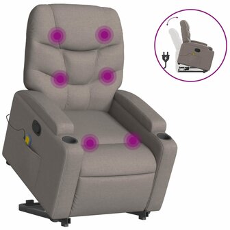 Sta-op-massagestoel verstelbaar stof taupe 2