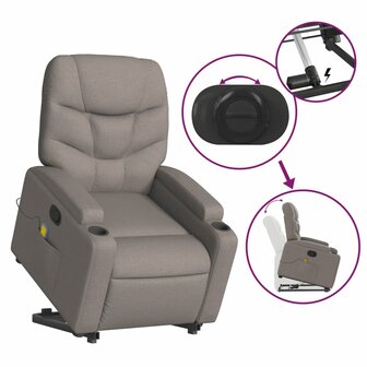 Sta-op-massagestoel verstelbaar stof taupe 6