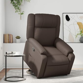 Sta-op-fauteuil verstelbaar kunstleer bruin 1