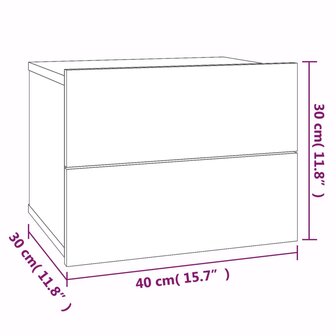 Nachtkastje 40x30x30 cm bewerkt hout grijs sonoma eikenkleurig 8