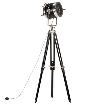 Vloerlamp driepoot 171 cm massief mangohout zwart 2