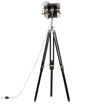 Vloerlamp driepoot 171 cm massief mangohout zwart 4