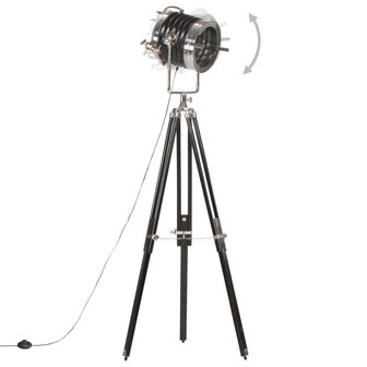Vloerlamp driepoot 171 cm massief mangohout zwart 6