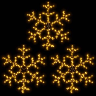 Kerstfiguur sneeuwvlok met LED&amp;apos;s 3 st 59x59 cm warmwit 2