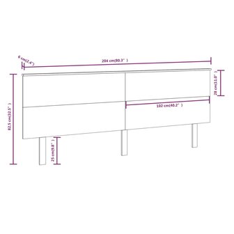 Hoofdbord 204x6x82,5 cm massief grenenhout 6